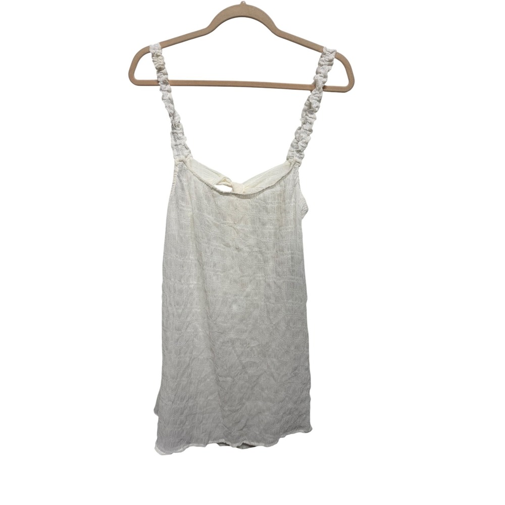 NWT Wild Fable White Ruched Strap Mini Dress Medium Textured Summer Beach
